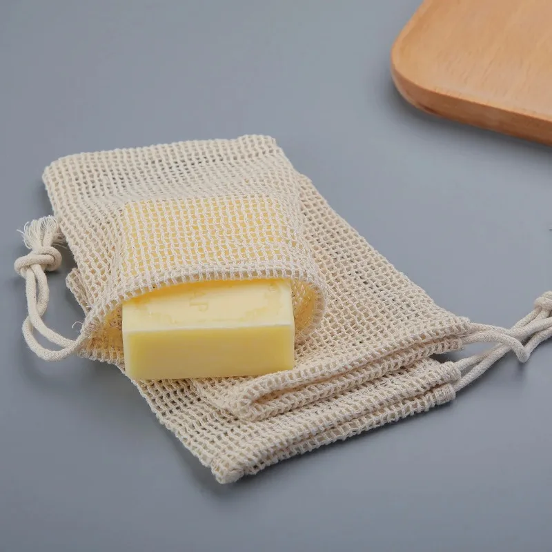 

Natural Cotton Soap Saver Bag Eco-friendly Handmade lathering Cotton Mesh Soap Pouch For Body Cleansing Skincare