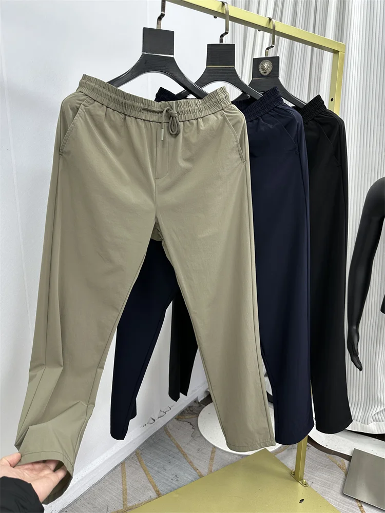 

Men's Summer Thin Straight Leg Casual Pants High Elastic Breathable Qui Dry Sli Long Trousers Faionable Urban Sport