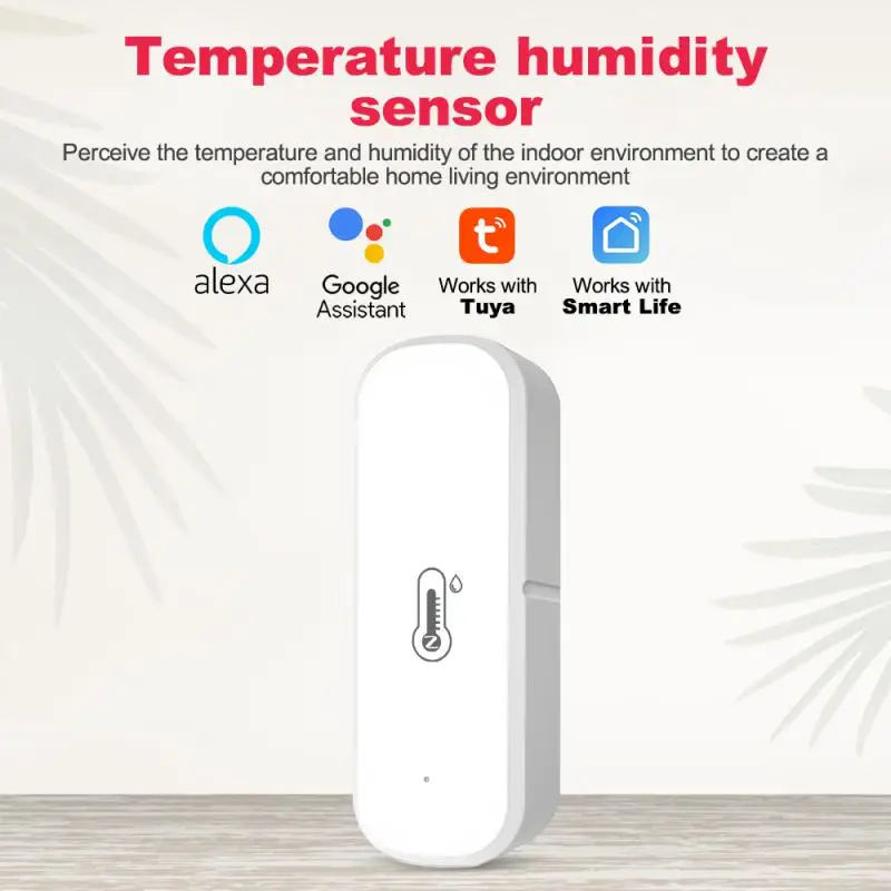 Sensor de temperatura y humedad interior Tuya ZigBee/WiFi, alimentado por batería Sensor de humedad, monitoreo por aplicación, compatible con Alexa y Google Home