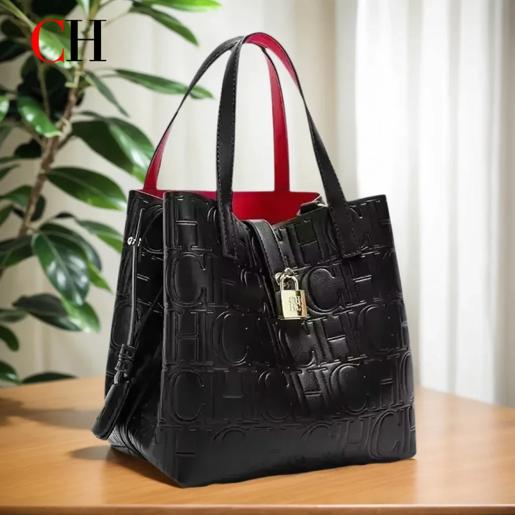 CH Classic Fashionable Bucket Handbag Light Luxury Design New 2026 Large Capacity Tote Bag Letter PU Leather Bucket Bag
