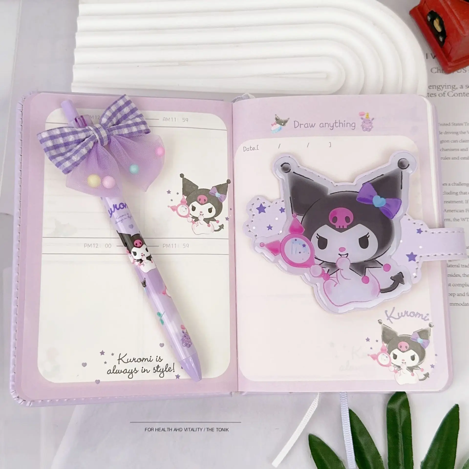 Sanrio Notebook Gel Pen Hellokitty Cinnamoroll Notepad Daily Weekly Agenda Planner Notebook Stationery Set Office School Supplie