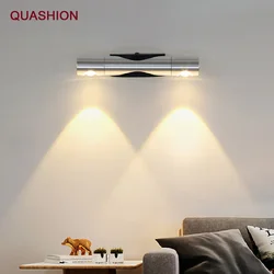 Led ajustável dupla-cabeça rotativa lâmpada de parede de alumínio quarto cabeceira sala de estar lâmpadas do corredor holofotes decoração lâmpadas ambientes