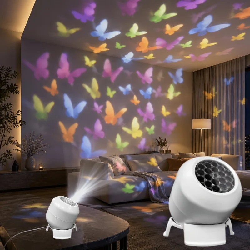 Led Dynamic Rotating Heart/ Butterfly Projection Lamp Festival Gift Night Light Decorative Atmosphere Projection Lamp