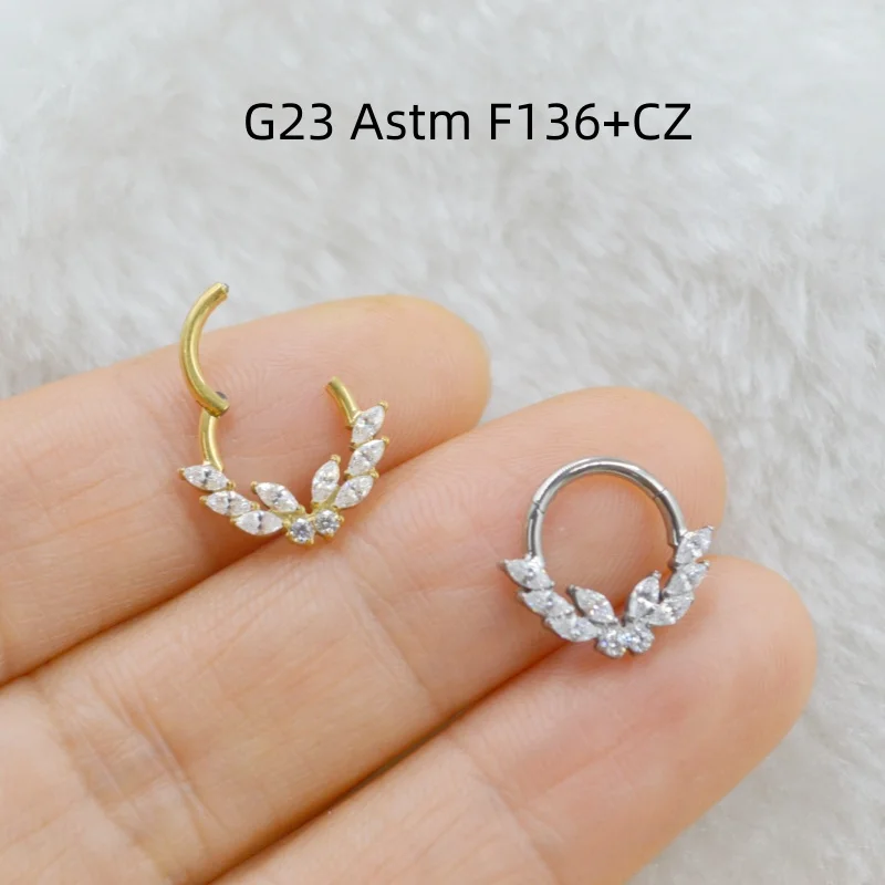 10pcs G23 F136 Titanium Piercing Jewelry Butterfly CZ Nose Hoop Septum Clicker Ring Earring Ear Tragus Helix Diath Cartilage