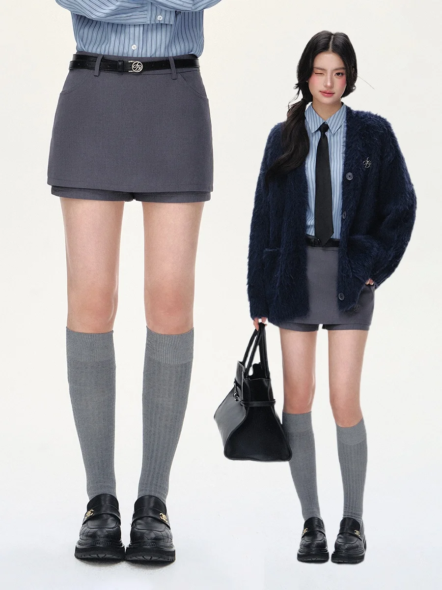 High Waist Straight Cut  Skirt Women's Fashionable Versatile Simple Commute Slimming Short Skirt by ANDYET AD1