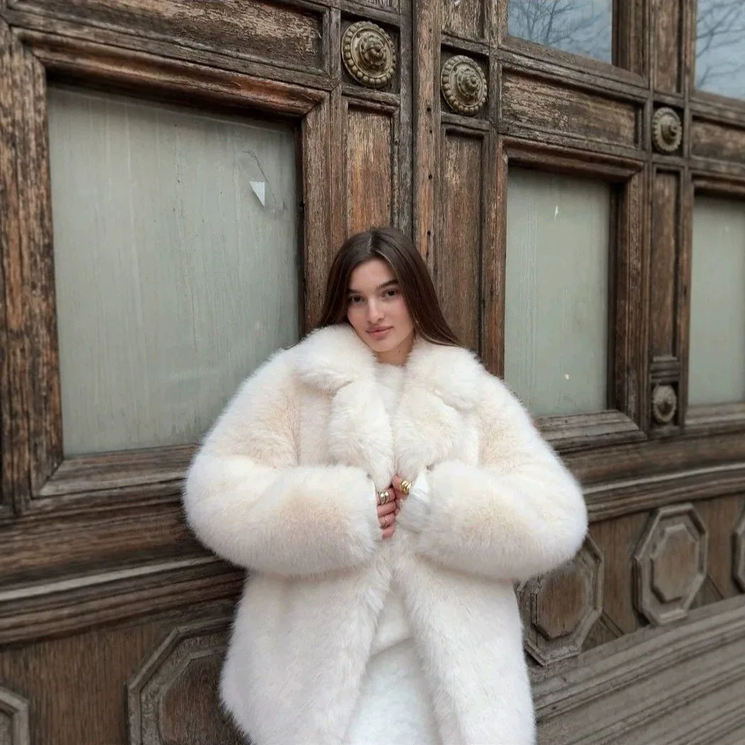 Women Fur Coat Women 2026 Plush White Bomber Jacket Solid Crop Long Sleeve Jacket Warm Winter Coats Female Casual Fur