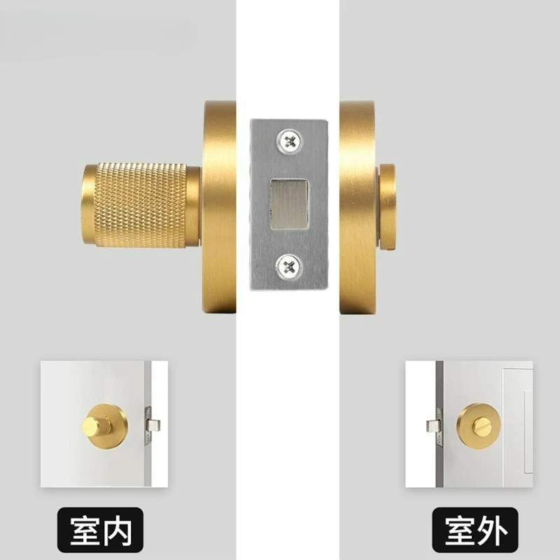 Pure Copper Embossed Bathroom Privacy Knob Lock Universal Keyless Hotel Bk Bathroom Door Lock