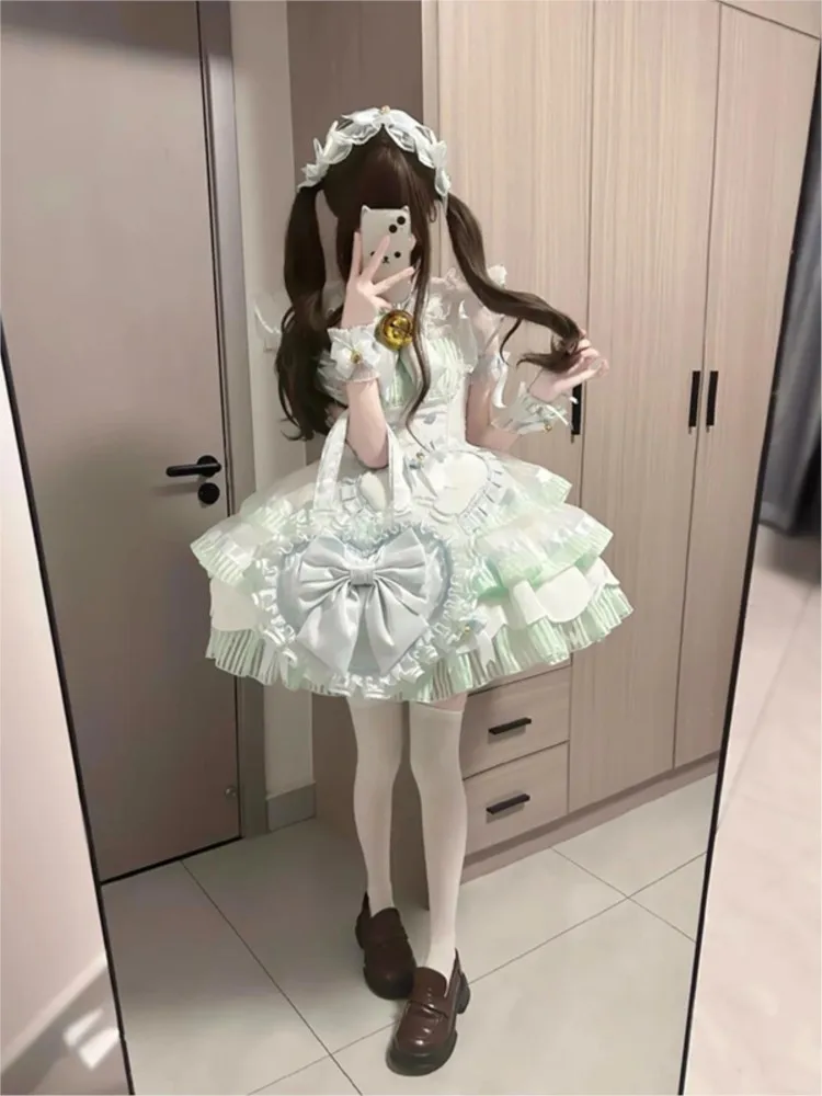 

Mint green cute elegant and sweet puffy dress
