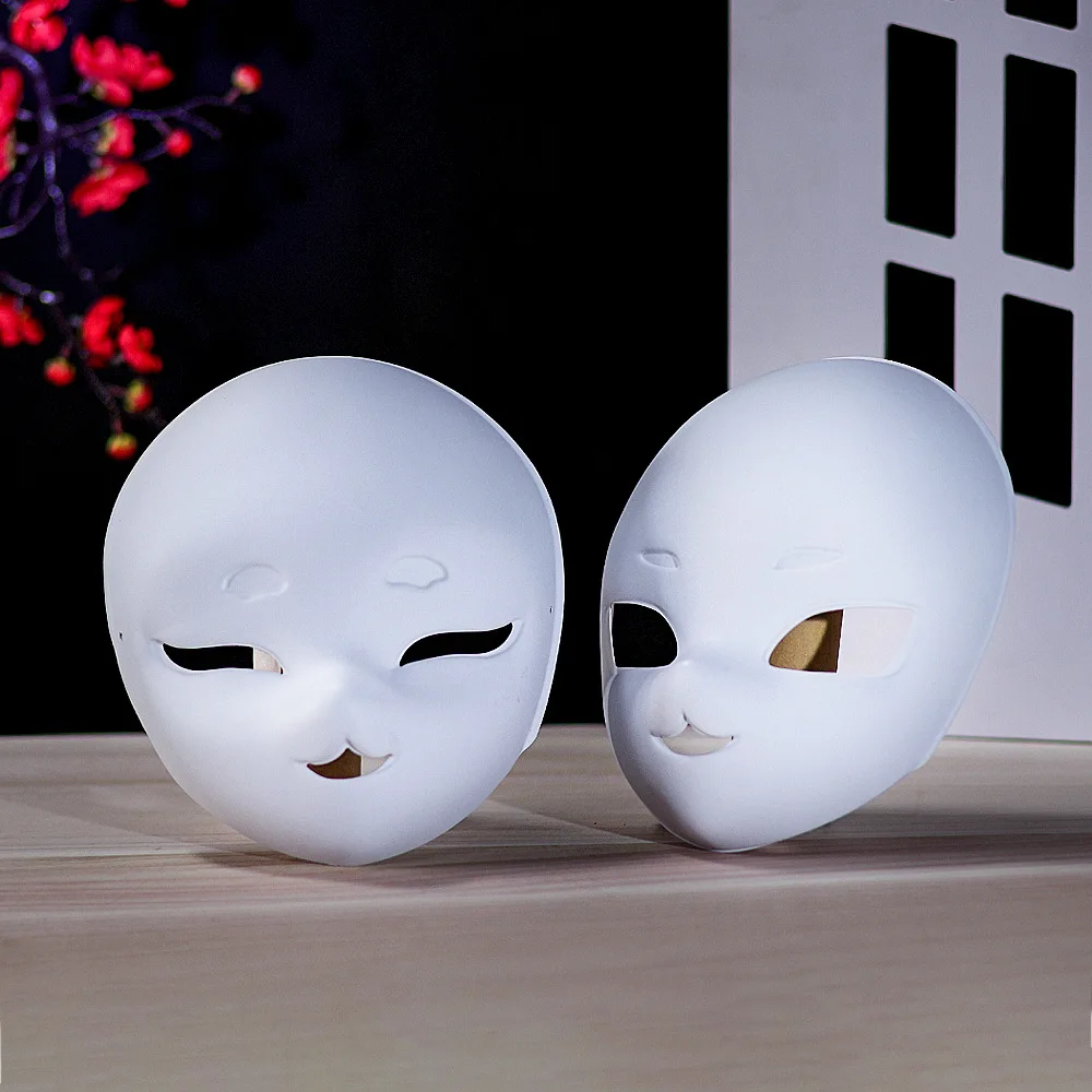 10Pcs Soft Cute Girl Pure White Embryo Plastic PVC Mask Matte White Matte Blank Fox Face Mask Hand-painted Human Animal Head