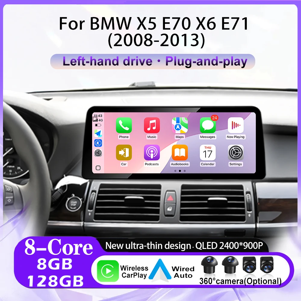 Wifi Car Radio GPS Navigation Android 16 Multimedia Player 4G LHD For BMW X5 E70 X6 E71 2008-2013 CCC CIC System Ultra-thin