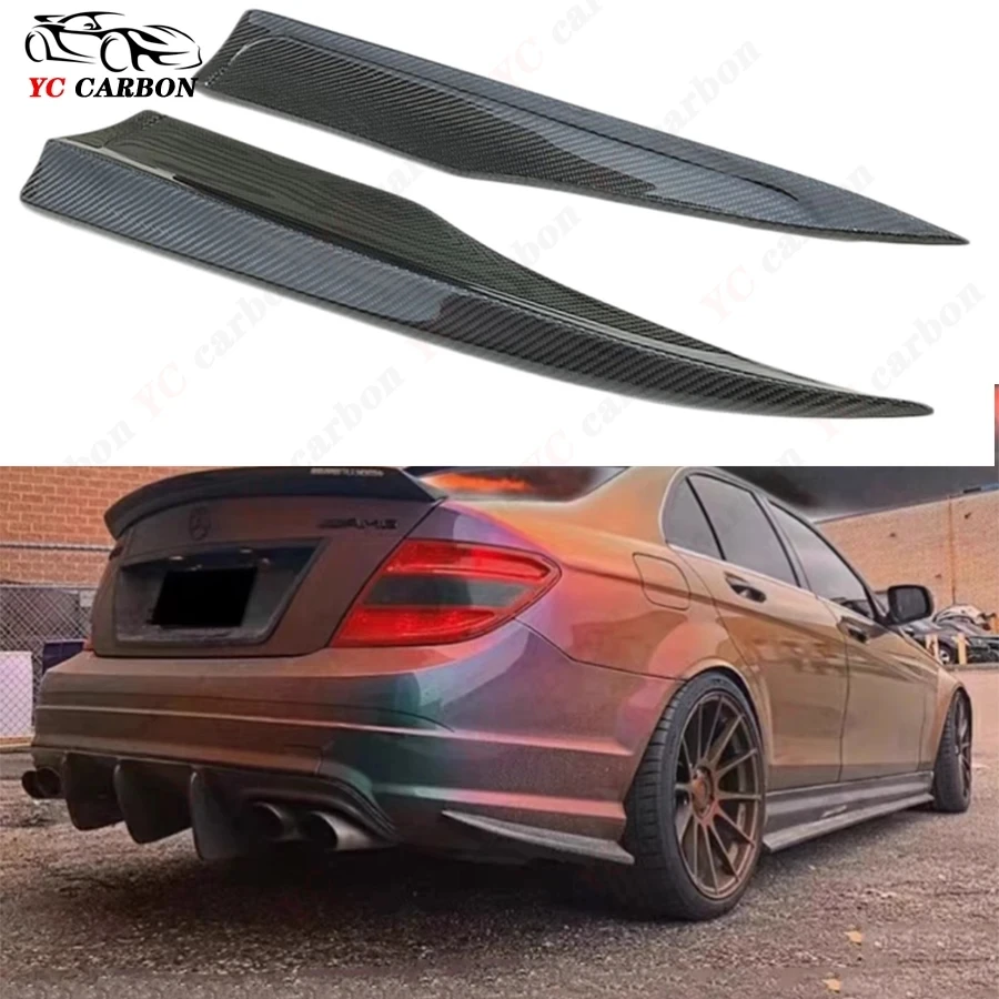 

For Mercedes Benz C Class W204 C63 AMG 2007-2014 Carbon Fiber Rear Bumper Wrap Corner Diffuser Side Spoiler Body Kit