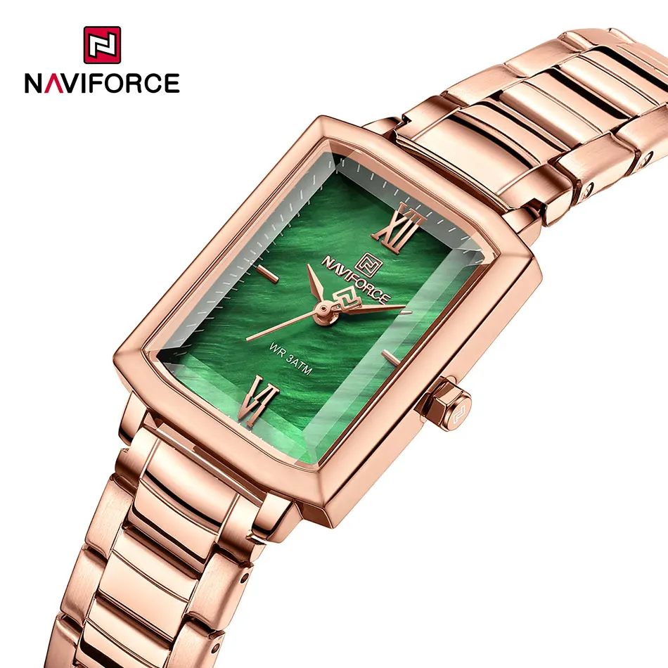 

NAVIFORCE Women Casual Quartz Watch Classic Stainless Steel Strap Wristwatch Square Ladies Watches Simple Clock Relogio Feminino