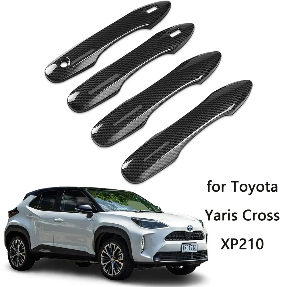 

4x for Toyota Yaris Cross Hybrid 2022 2023 XP210 Sticker 2021 2020 Carbon Fiber Car Door Handle Cover Trim Styling Accessories