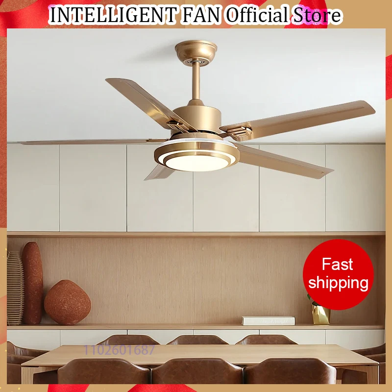 42/48/52/58inch 5 Stainless Steel Blade DC 35W Pure Copper motor Ceiling Fan with 48 LED Light and Remote Control Ceiling Fans