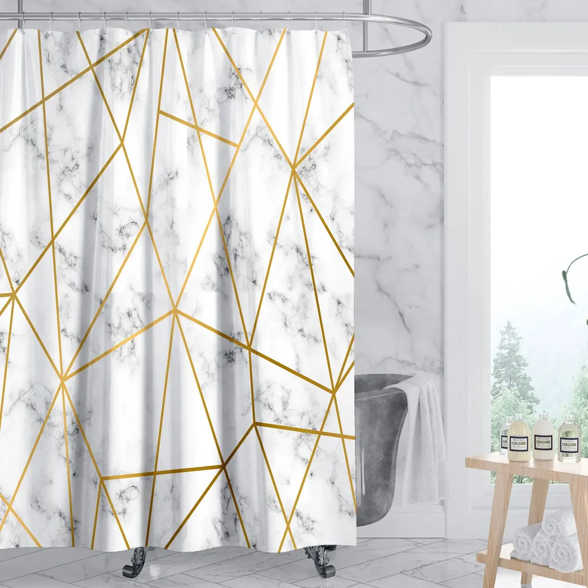 Luxury Modern Art Style Marble Shower Curtain Waterproof Home Decor Polyester Shower Curtain cortina de la ducha