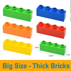 Big Size Thick Building Block 1x4 Dots Large Bricks Assembly Accessories Enlighten Bulk Toys Compatible Duploe For Children Kids