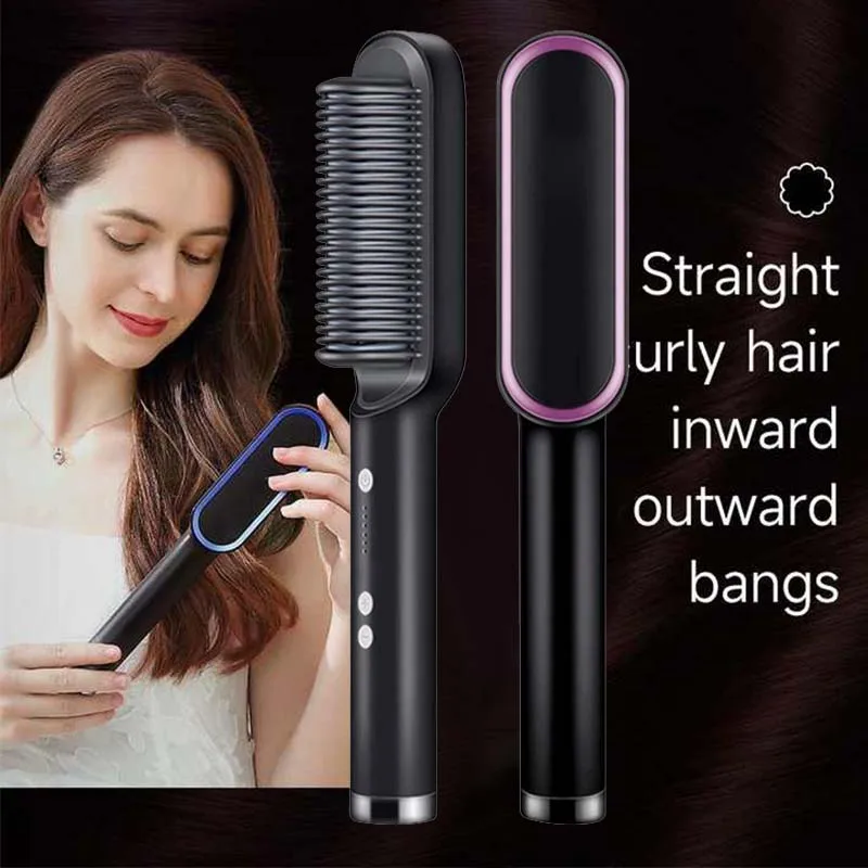 

Портативная расческа для укладки волос с отрицательными ионами, мультиэлектрические щетки для волос, инструмент для выпрямления волос, горячая расческа, щетка-выпрямитель