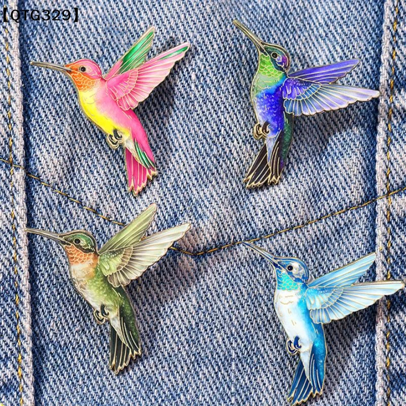 4pcs Hummingbird Brooches For Women Colorful Birds Enamel Pin Metal Badge Jewelry Clothing Backpack Accessories Friends Gift[T]