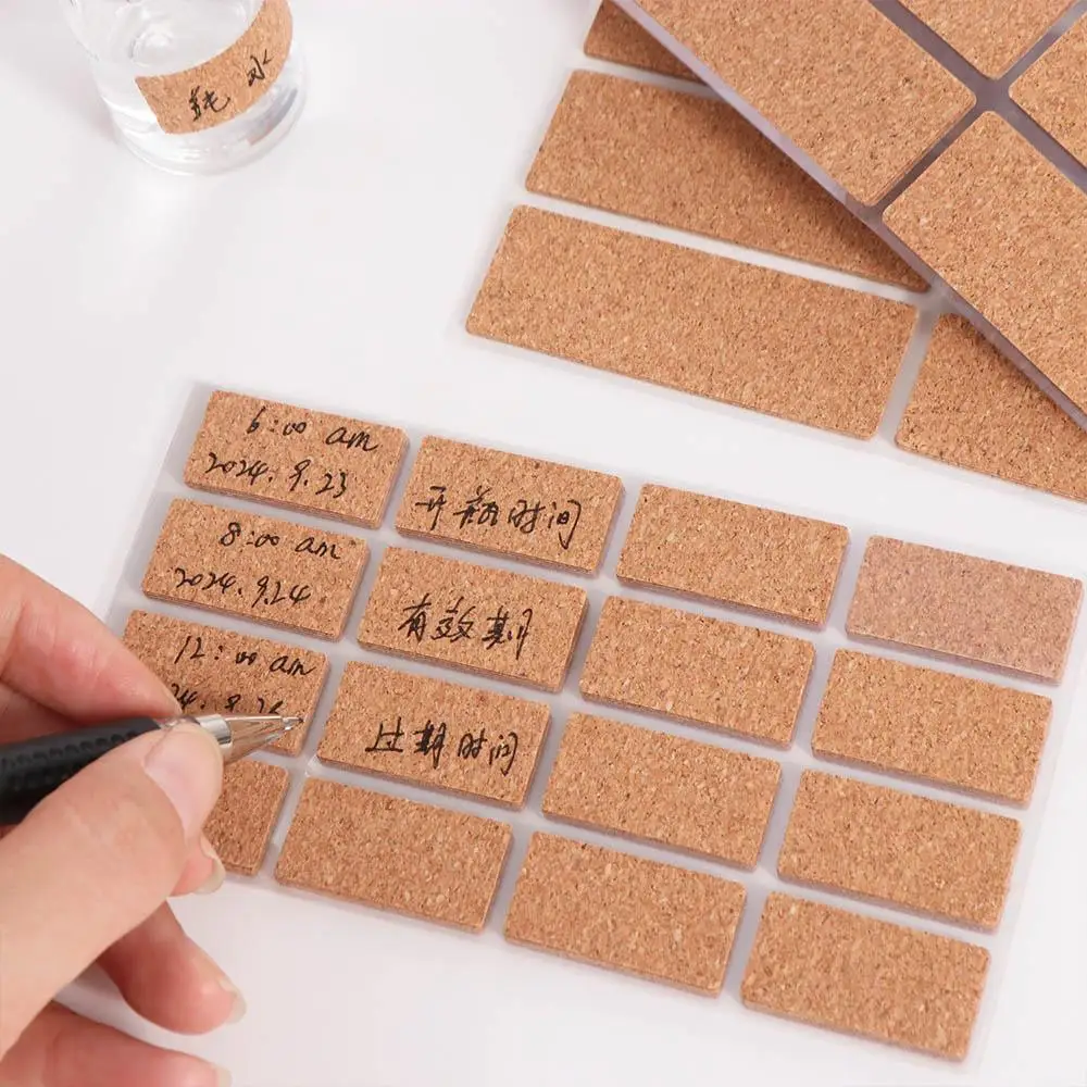 36/96pcs Self-adhesive Cork Wooden Labels Stickers Waterproof Removable Spice Jar Label Stickers No Glue Marks DIY