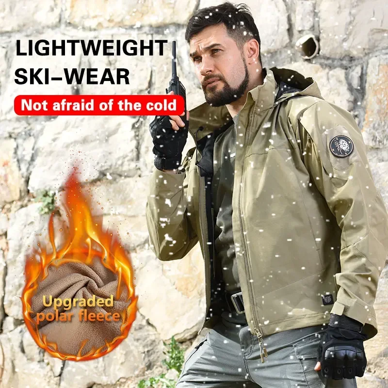 

Winter SoftShell Jackets Man Fleece Coat Men Tactical Windproof Jacket Outdoor Jackets Mens Hooded Camping Coats Climb Clothes