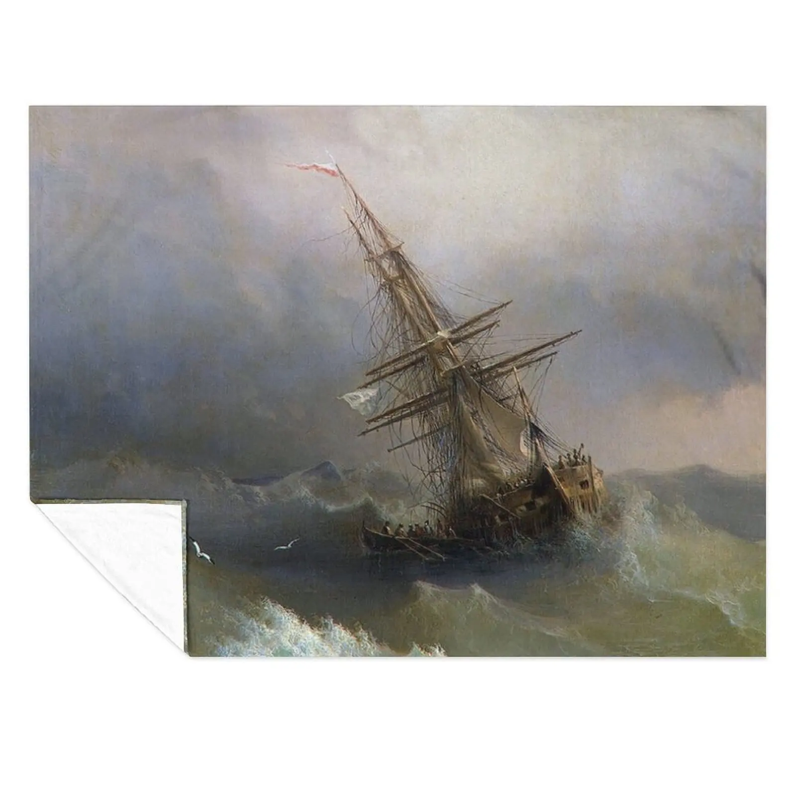 

Ship in the Stormy Sea - Ivan Aivazovsky - 1887 Throw Blanket Softest Decoratives Decorative Beds christmas decoration Blankets