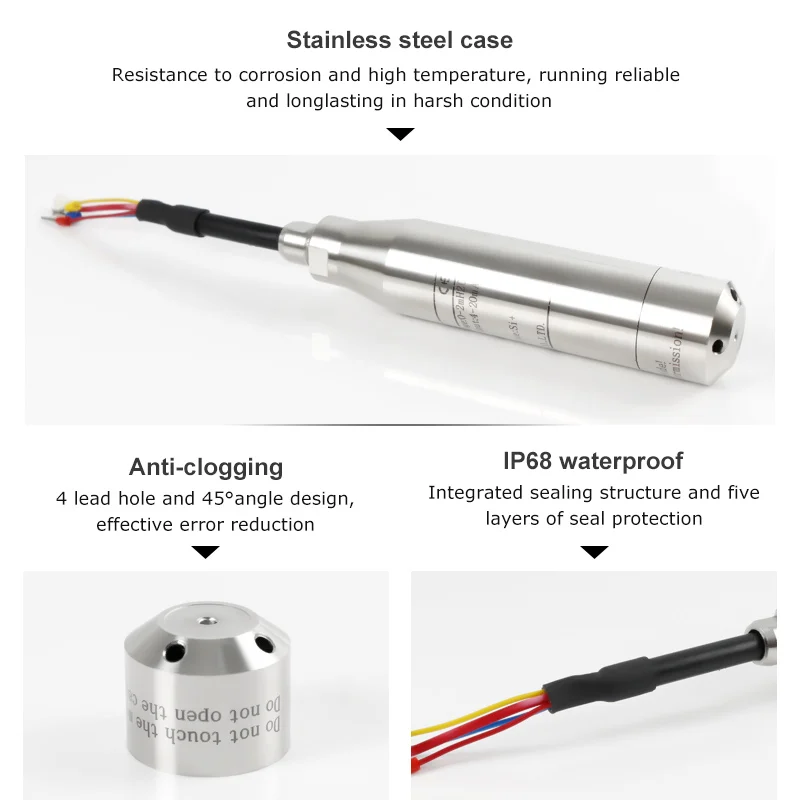 0.5%F.S. High Accuracy Analog Output Submersible Water Liquid tank Level Probe Sensor Transmitter Price