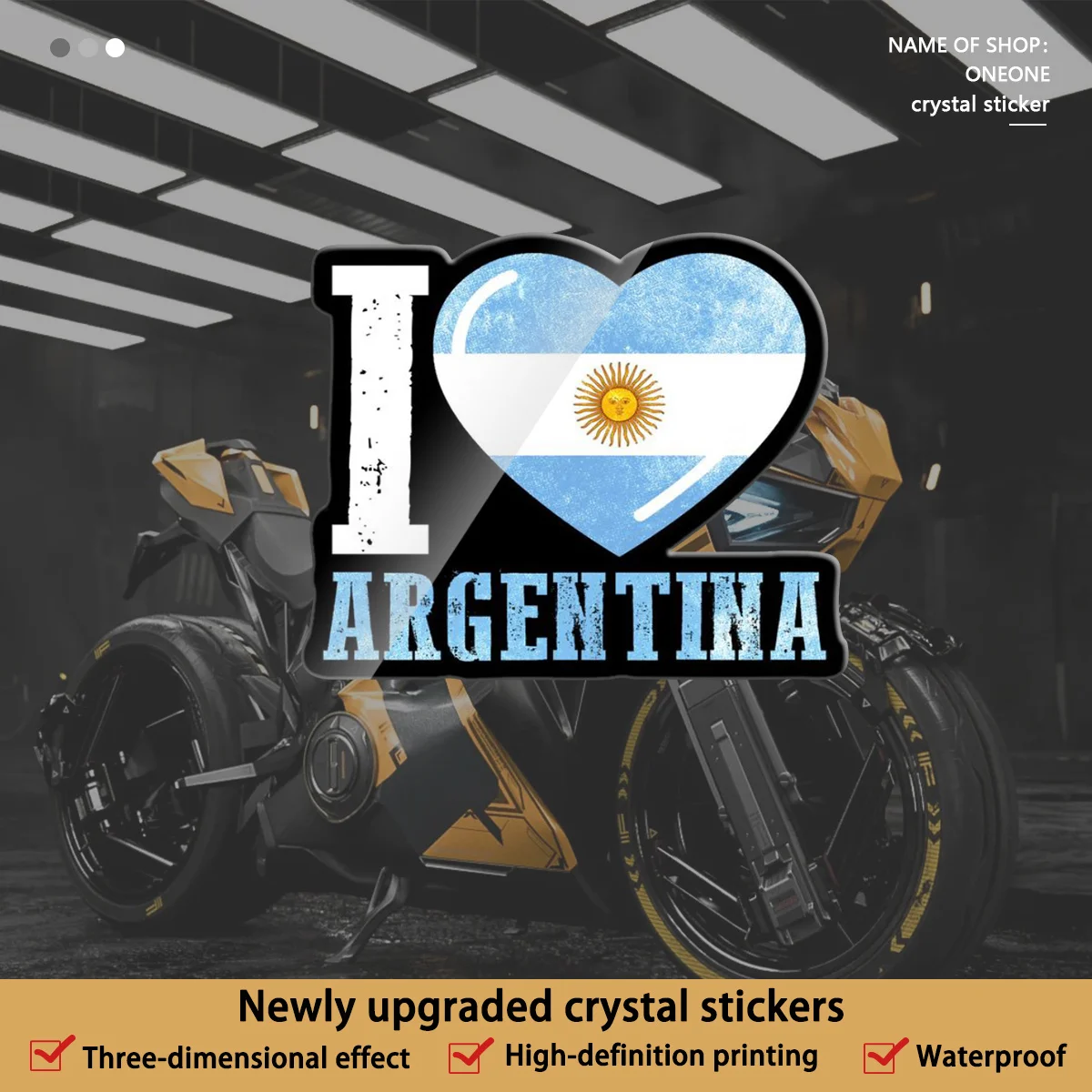 

3Pcs Argentina Flag Heart Retro Vinyl Sticker Set, Waterproof National Symbol Decal for Car Motorcycle Laptop Bumper Window