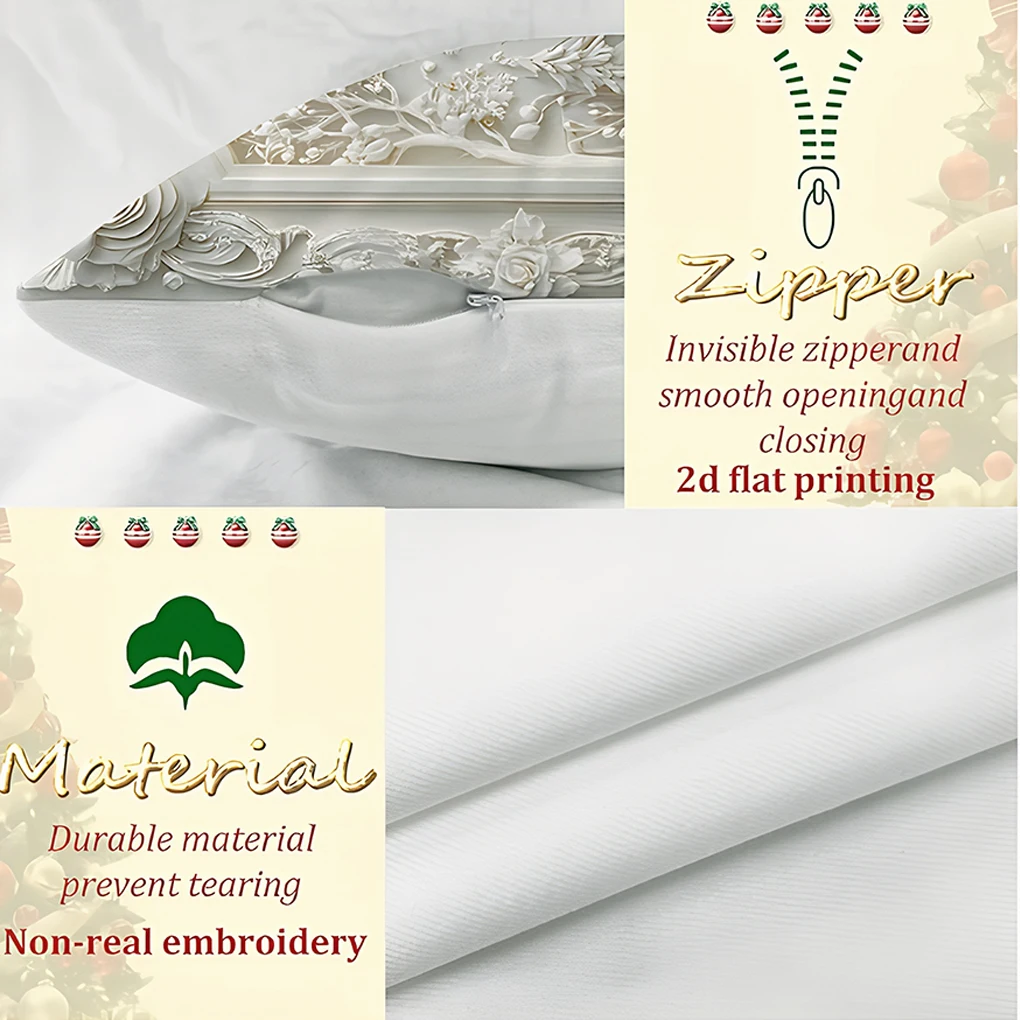 4pack/lot Machine Washable Christmas Themed Cushion Covers Soft Fabric Ultras-stretch For Peaceful Library Corners