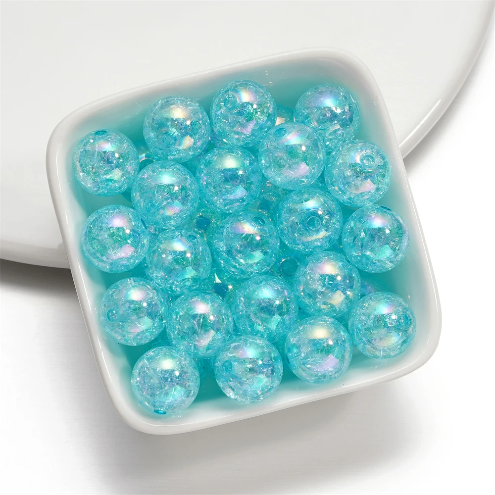 10/20pcs 12/16mm AB Color Crackled Acrylic Beads Round Spacer Loose Bead for DIY Necklace Bracelet Jewelry Making Accessories