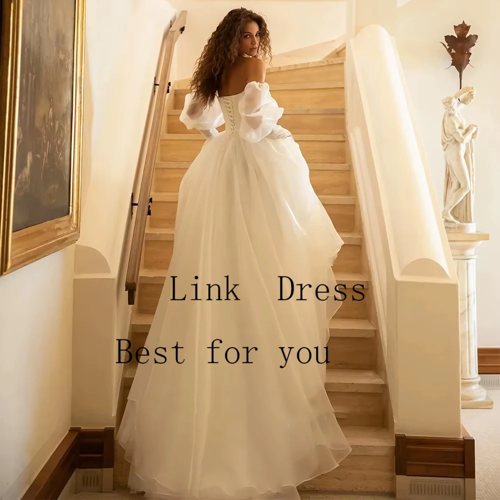 Fashion Boat Neck Wedding Dresses for Ladies Charming Organza Bridal Gowns Exquisite Full Sleeve Vestidos De Novia 2026 Summer