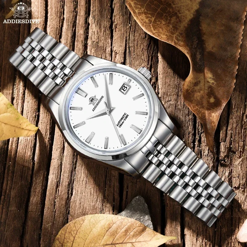 ADDIESDIVE 39mm AD2029 Men Watch Luxury 316L Stainless Steel NH35 Mechanical Movement 100m Waterproof Calendar Casual Wristwatch