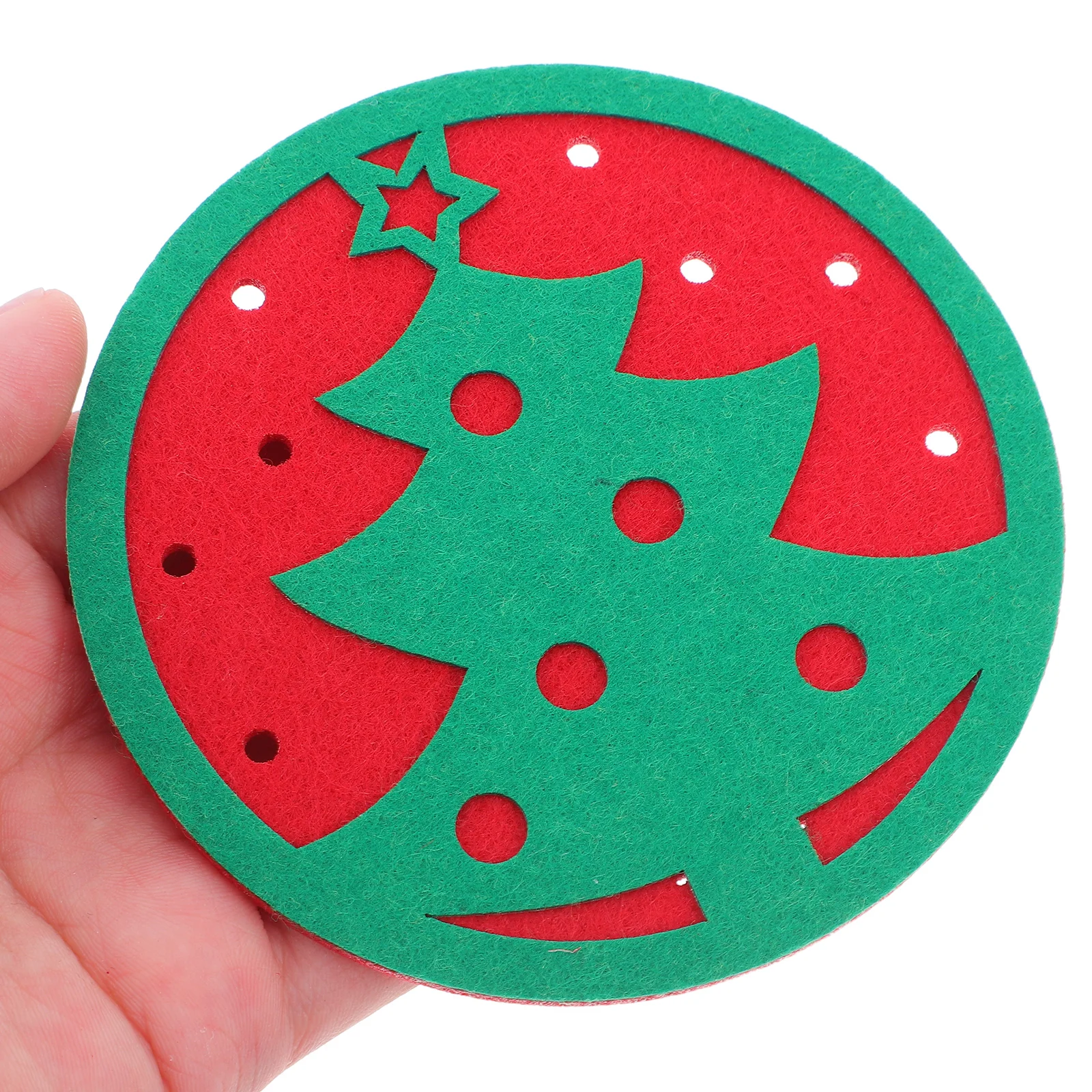 

20pcs Christmas Tree Felt Coasters Holiday Table Decorations Absorbent Insulated Mug Mats for Coffee Glass Farmhouse Party