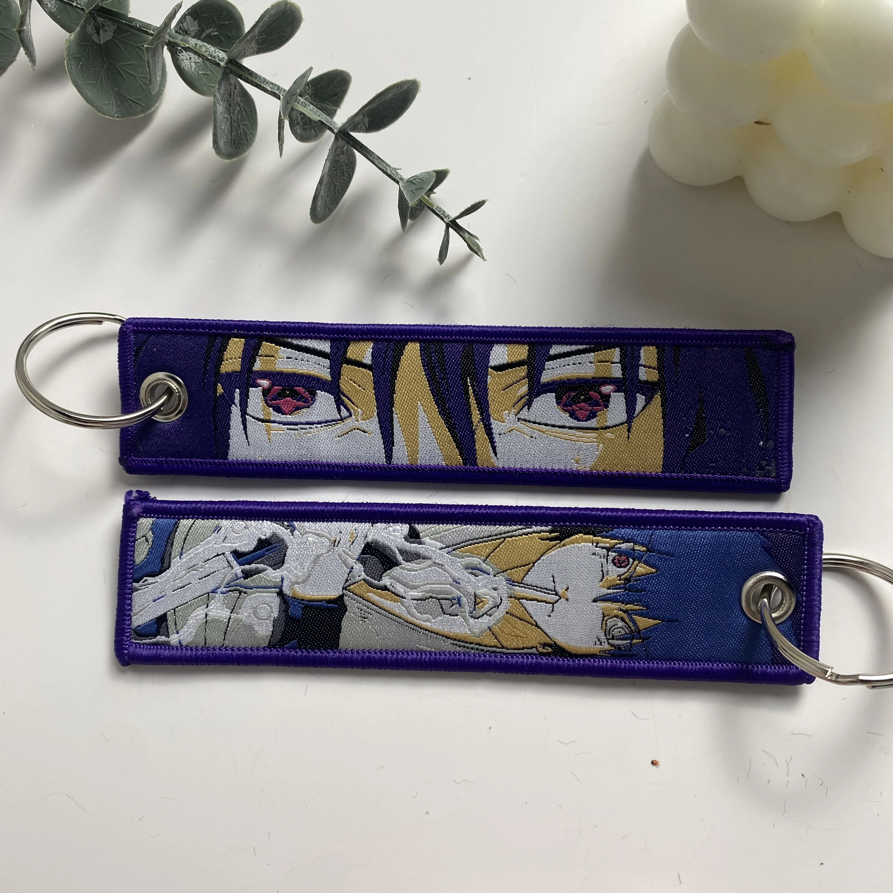 Anime Character Cool Key Tag Embroidery Key Fobs For Motorcycles Cars Bag Backpack Keychain Fashion Key Ring Souvenir Gifts