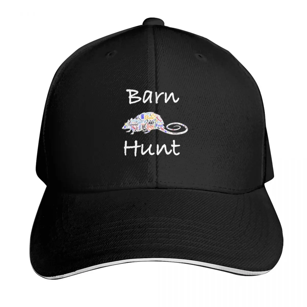 Barn Hunt Canine Rat Hunting - Barn Hunt with Rat word cloud Baseball Cap Men Women Casual Summer Sport Sun Cap