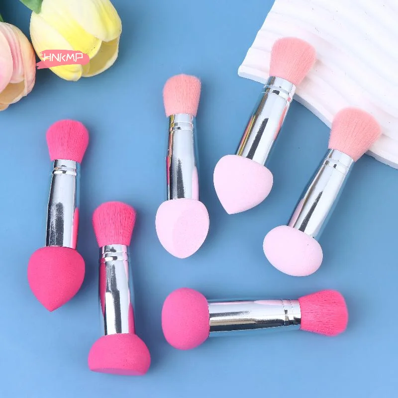 3 قطعة 2 في 1 مزدوج الرأس فرش ماكياج صغيرة محمولة رقيق أحمر الخدود الإسفنج رئيس السيدات الجمال أداة #4