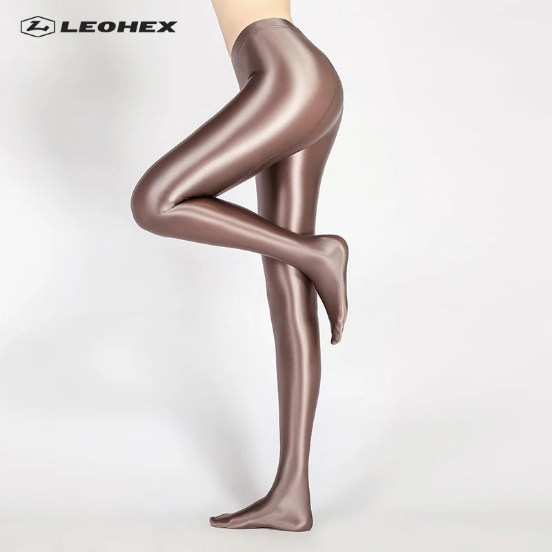 LEOHEX Spandex GLOSSY OPAQUE Pantyhose Shiny high waist Tights Sexy Stockings yoga pants training women sports leggings fitness