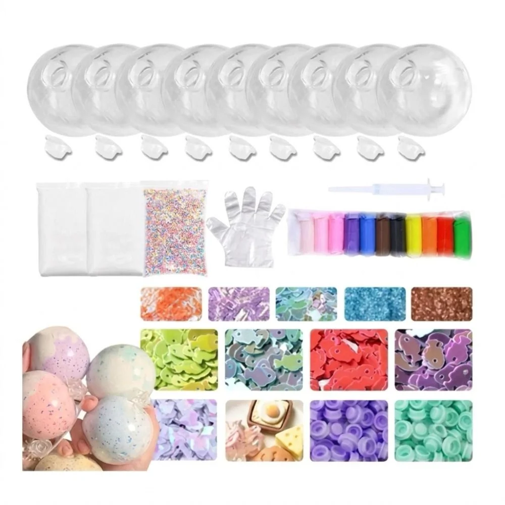 1 Set Creative Tear Resistant DIY Craft Supplies TPR Clear Refillable Ball Shell Refillable Stretchy Fidget Ball Handmade Play