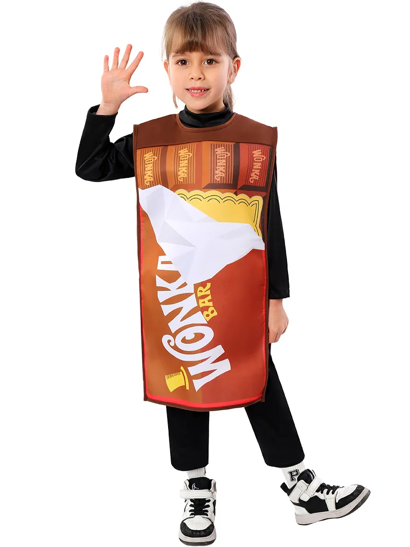 Chaqueta púrpura de Halloween para niños, uniforme de fábrica de Chocolate y sombrero de copa para Cosplay de película y trajes de fiesta de Halloween, conjunto de vestido