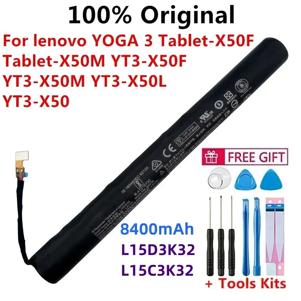 L15D3K32 Tablet Battery For Lenovo YOGA 3 Tablet-X50F Tablet-X50M YT3-X50F YT3-X50M YT3-X50L YT3-X50 L15C3K32 8400mAh