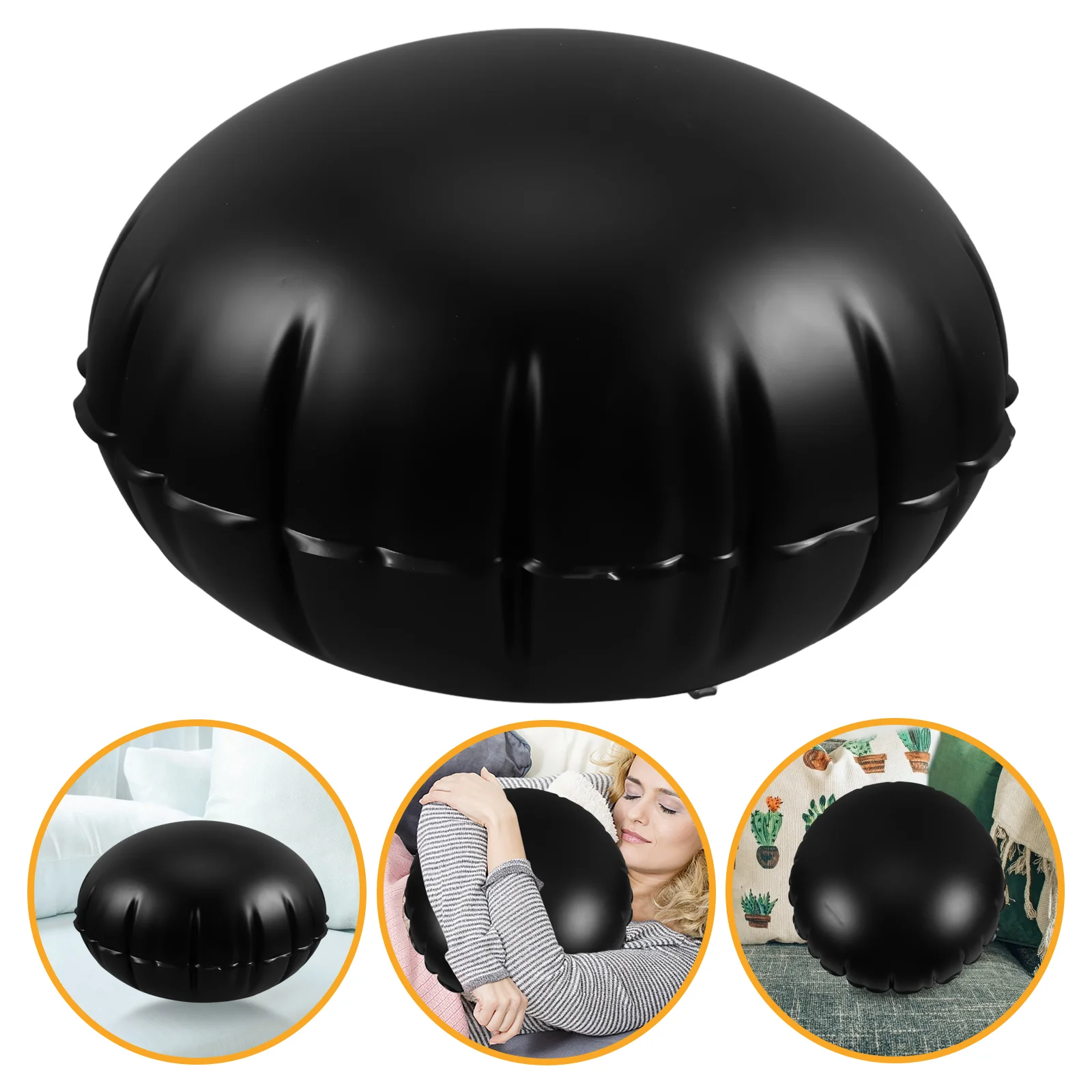 Pillow Inflatable Travel Pillows for Sleeping Airplane Outdoor Black Cushion Portable