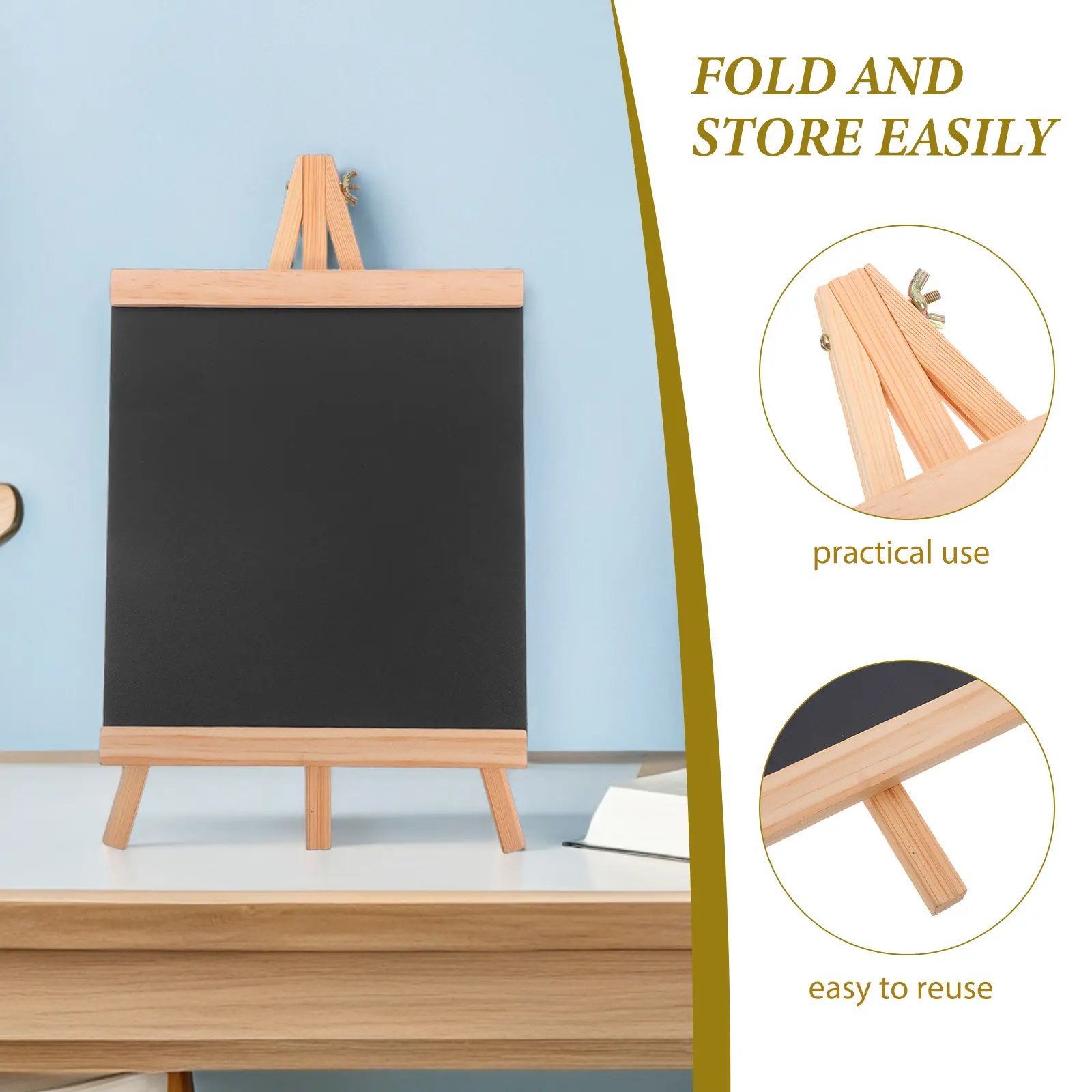 Wooden Chalkboard Menu Board 15x9 Inches Erasable Rustic Writing Surface with Sturdy A-Frame Easel Stand Indoor Outdoor Use