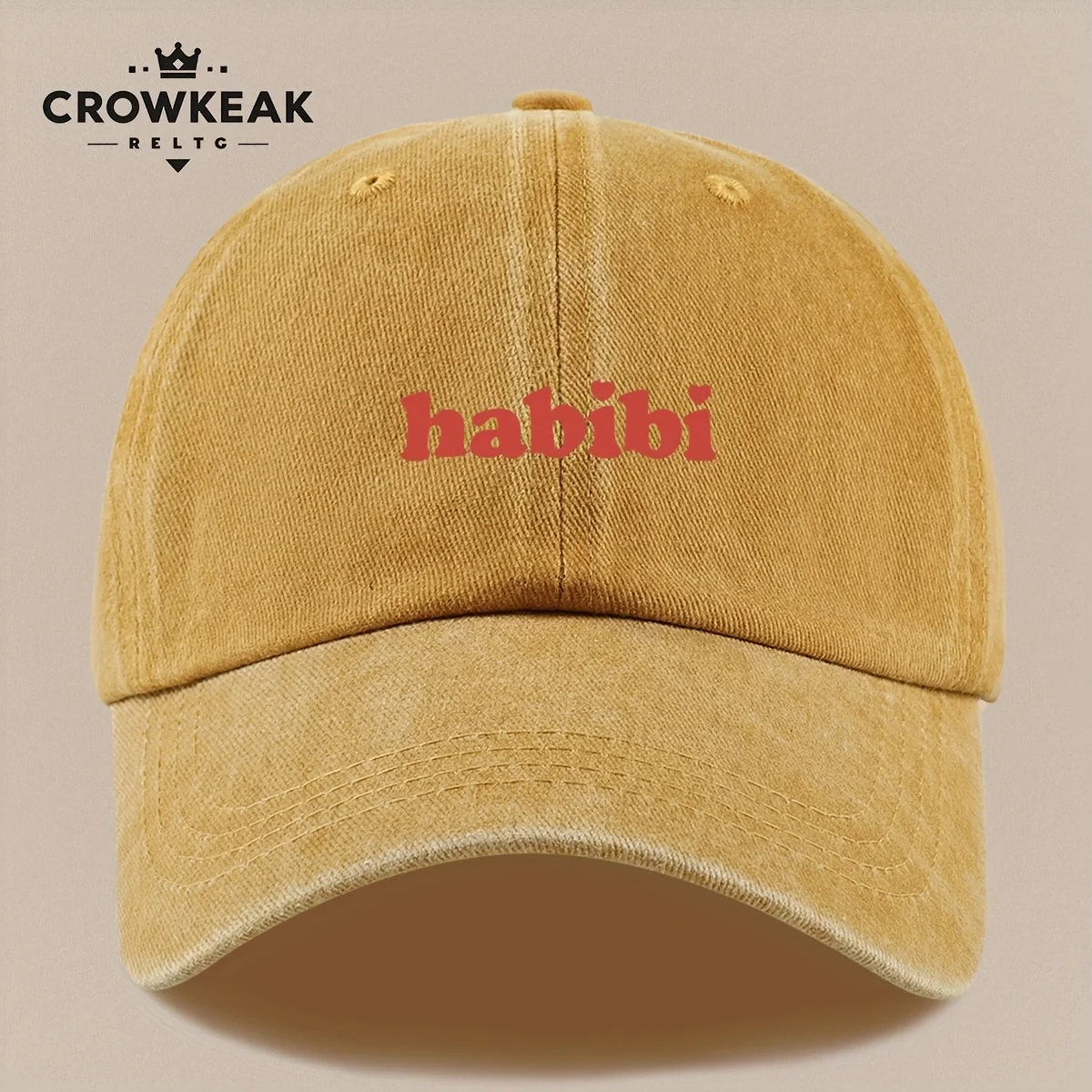 1pc 1pcs 1pc "Habibi" Arabic/Latin Love Phrase Print Vintage Cap - Adjustable Snapback, Lightweight Breathable Hat Suitable for view 5