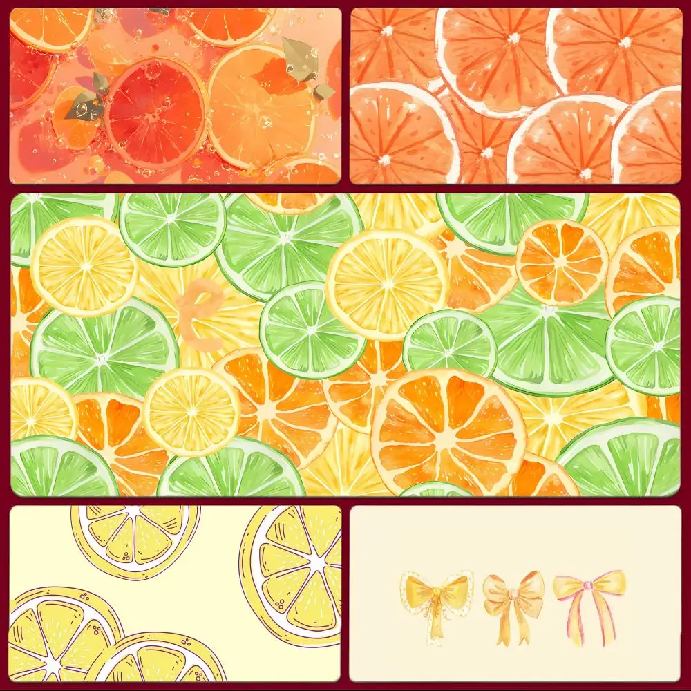 

Casual Vivid Oranges And Lemons Modern Style Mouse Pad Large Gaming Mousepad with Stitched Edges Thickened Desk Mat PC