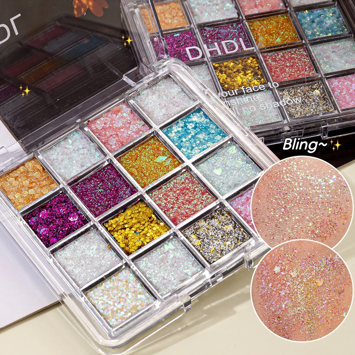 16 colori Sirena Ji Paillettes Ombretto Colla Prestazioni libere Trucco scenico Gel Palette di ombretti con paillettes colorate