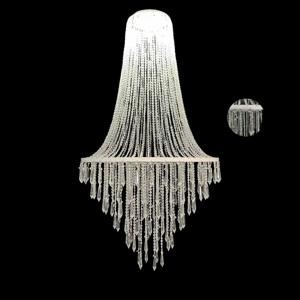 Villa duplex crystal living room chandeliers, light luxury modern minimalist creative circular lobby pendant lights