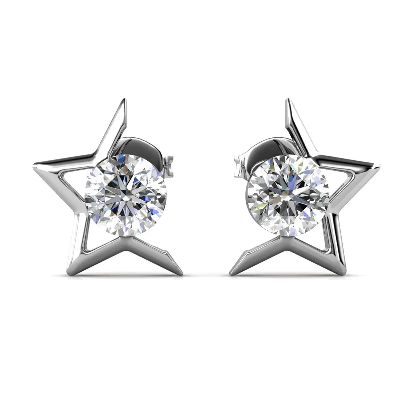 Daisini Серьги со звездами из стерлингового серебра 925 пробы и кристаллами Сваровски, женские ювелирные изделия из белого золота 18 карат, вневременной дизайн
