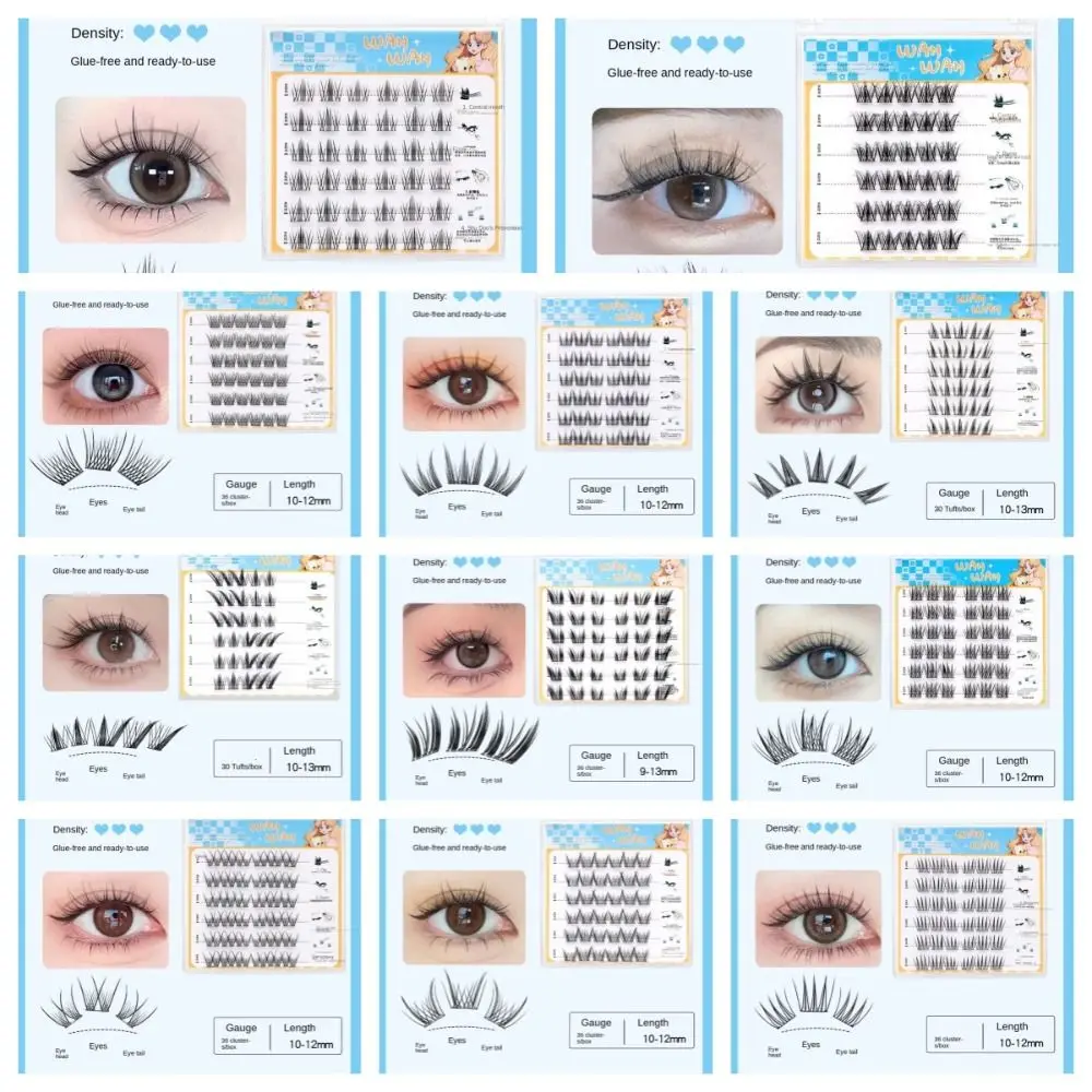 Süße selbstklebende Wimperncluster zum Selbermachen, selbstklebende falsche Wimpern, langlebig, wiederverwendbar, Make-up-Werkzeug für falsche Wimpern
