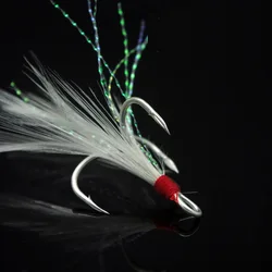 200 anzuelos triples con plumas, anzuelos de púas con ranura de acero rico en carbono, señuelo de agua salada marina, accesorios de Pesca, aparejos de Pesca