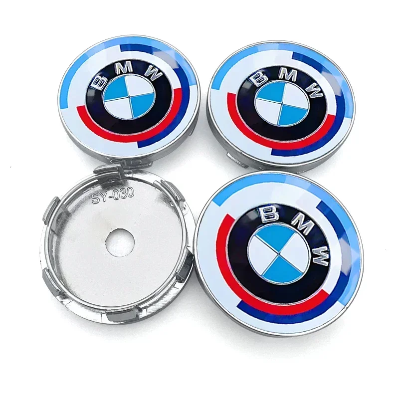 4pcs 60mm Car Wheel Center Hub Cap Rim Cover Emblem Stickers For BMW 50TH E46 E39 E90 E60 E36 F30 F10 E34 E30 F20 M3 M4 M5 X5 X6