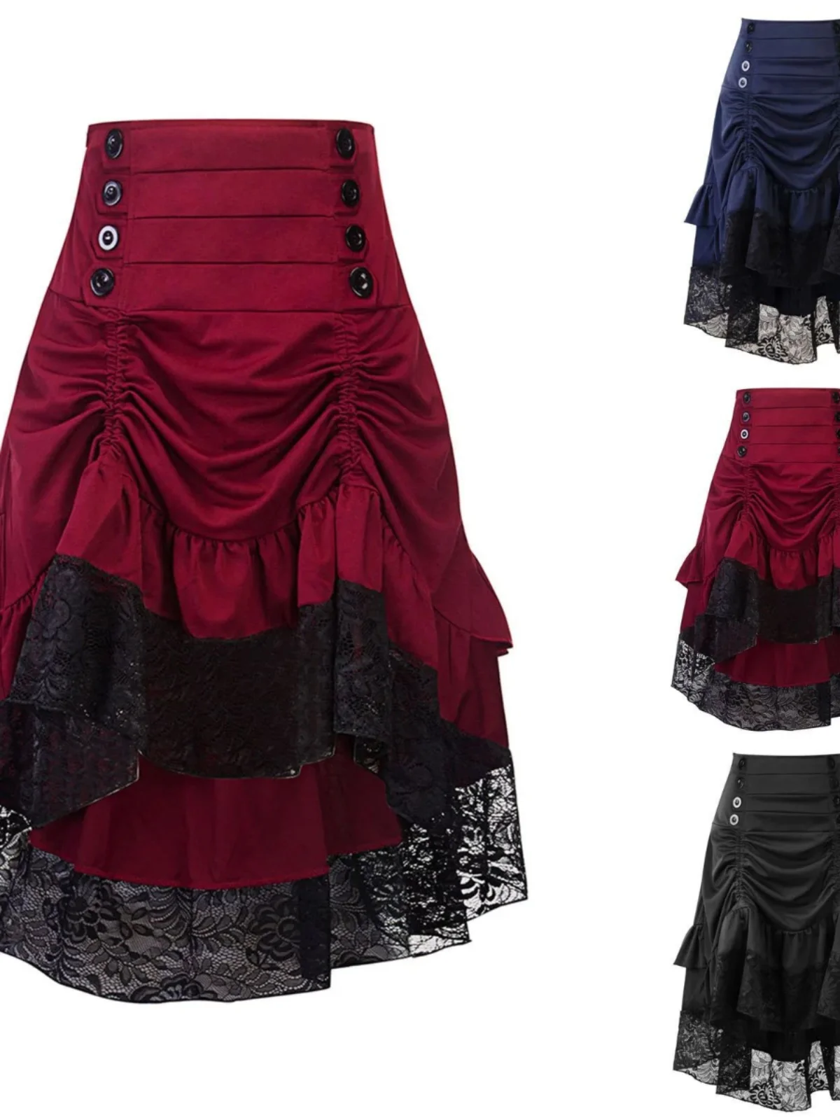 

Gothic Dstring Midi Skirt Women's Asymmetrical Mid-Length f Body Skirt A-Line Pure Color Other Material 00%